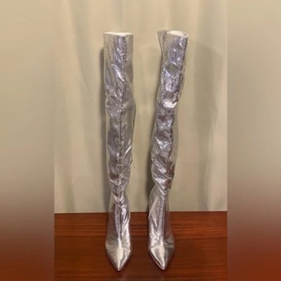 Silver Layla Thigh High Boot 9.5 - Picture 1 of 3